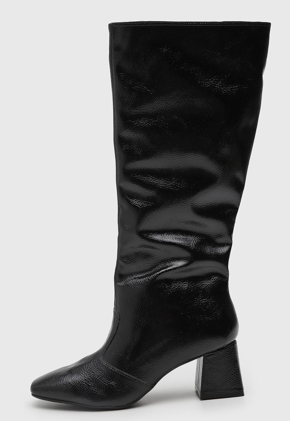 Bota Feminina Bebecê Cano Alto Salto Quadrado Preta